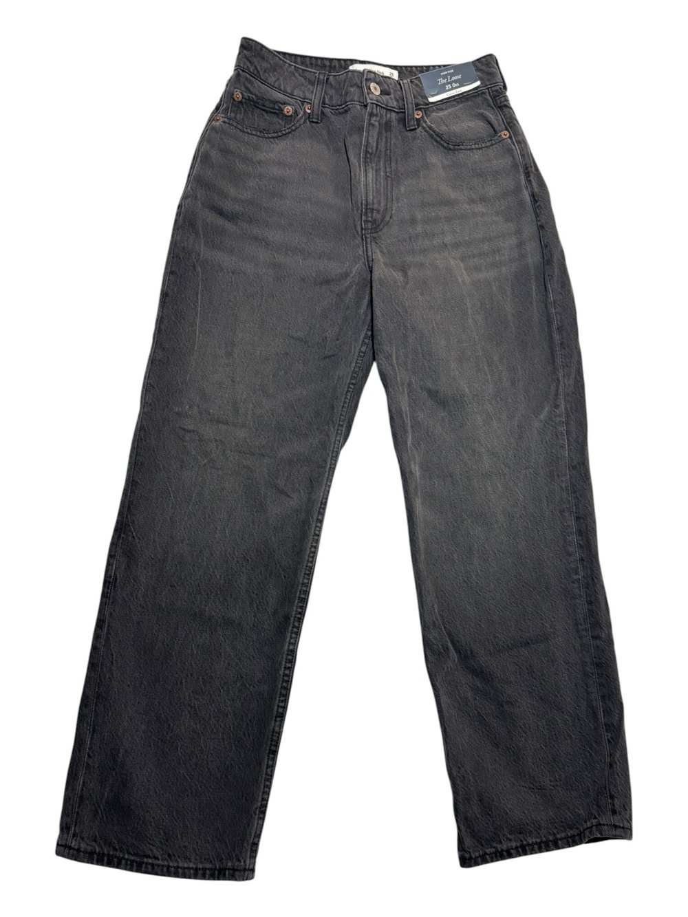Abercrombie & Fitch Curve Love The Loose High Rise Jeans Faded Black Grey Sz 25